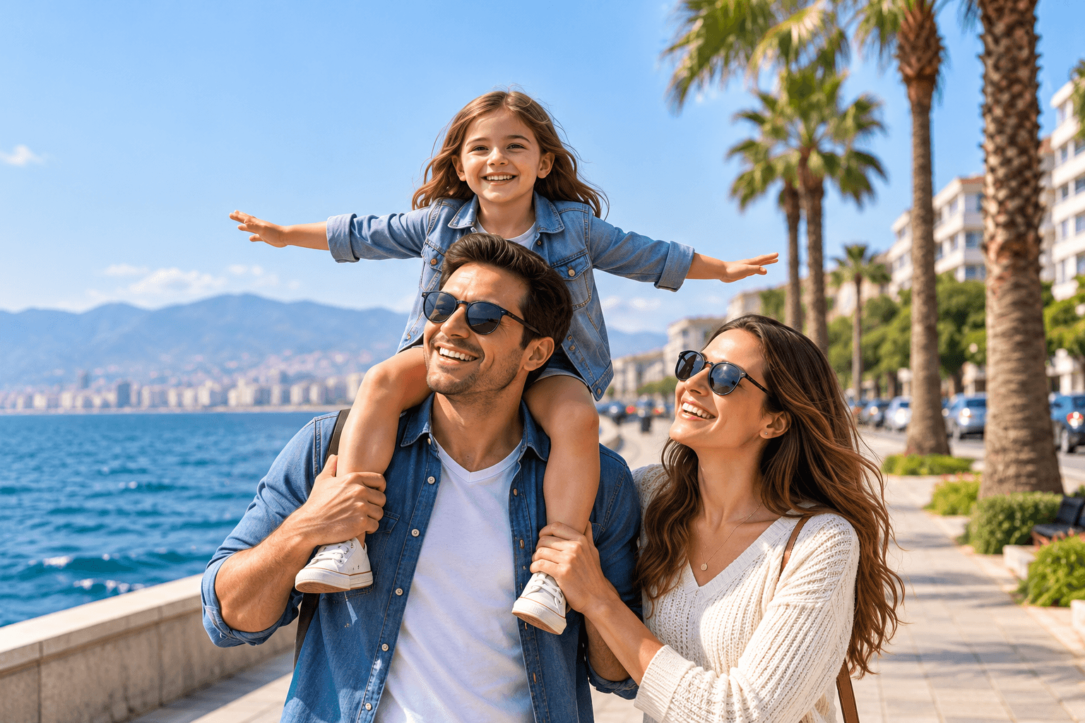 İzmir sahilinde mutlu aile - SİGORTACINIZ Güvencesi